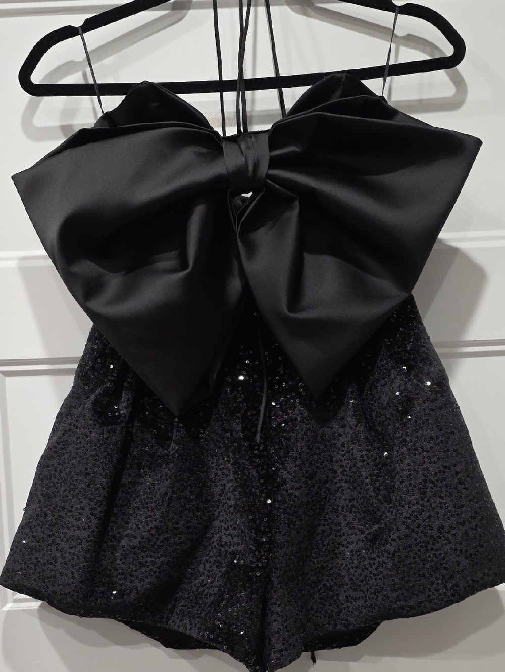Zara Black Sequin Dress with Satin Bow